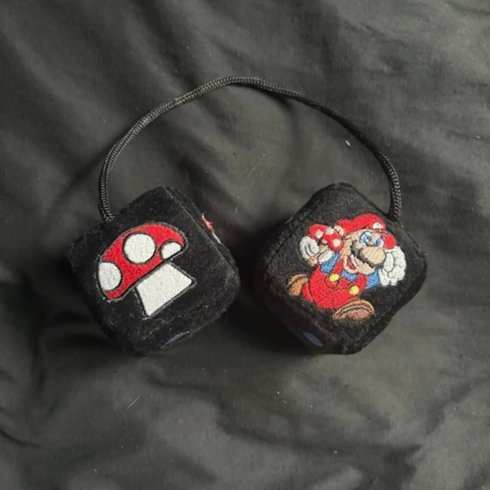Vintage 1989 Super Mario Bros Fuzzy Dice [Rare]